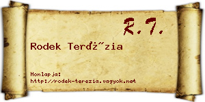 Rodek Terézia névjegykártya