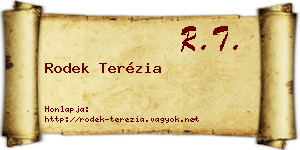 Rodek Terézia névjegykártya